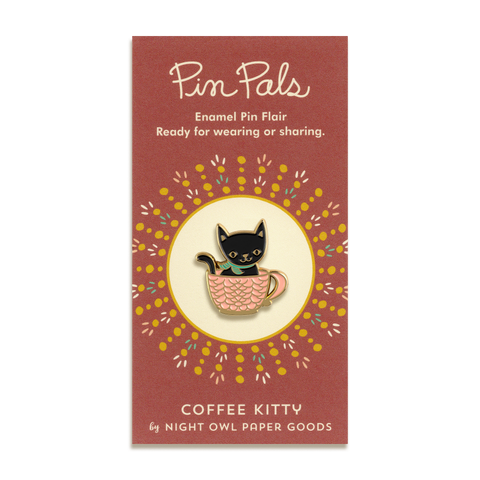 Coffee Kitty Enamel Pin by Night Owl Paper Goods